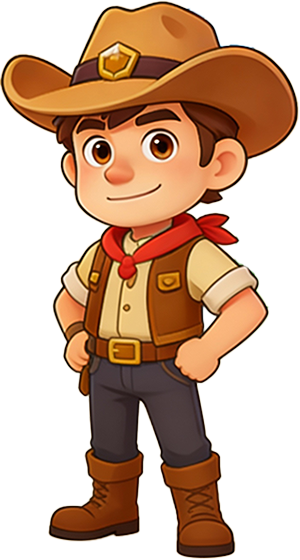 Lil Cowboy Character - Brave cowboy ready for treasure hunting